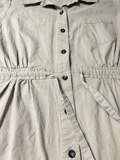 Merona Women’s XL Khaki Button Front Shirt Dress Tie Waist Pockets