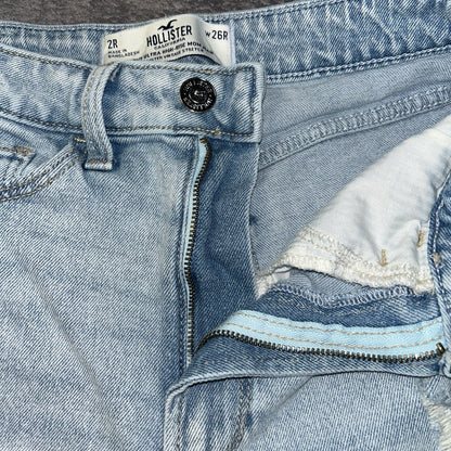 Hollister Curvy Ultra High Rise Mom Jeans Womens 2R W26 Light Wash Distressed