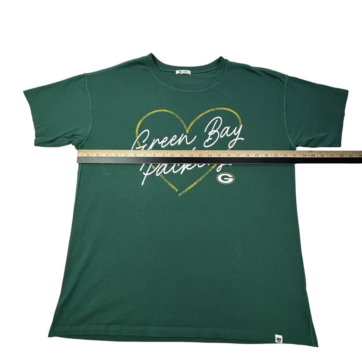 47 Brand Green Bay Packers Women’s Large T-Shirt Heart Graphic Short sleeve