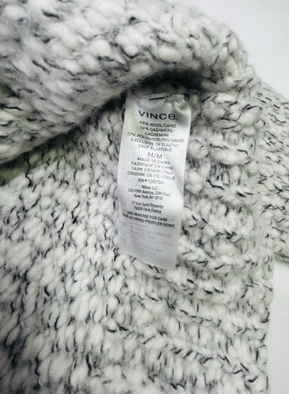 Vince Wool Cashmere Turtleneck Sweater M Chunky Knit Italian Yarn Ivory Gray