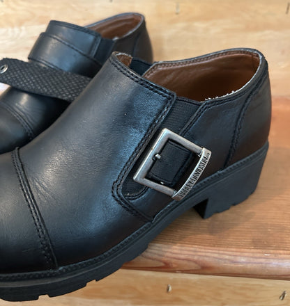 Harley-Davidson Sarah 83219 Womens 6.5 Black Leather Chunky Buckle Shoes