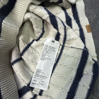 Abercrombie Kids Short Sleeve Striped Knit Polo Cream 13/14