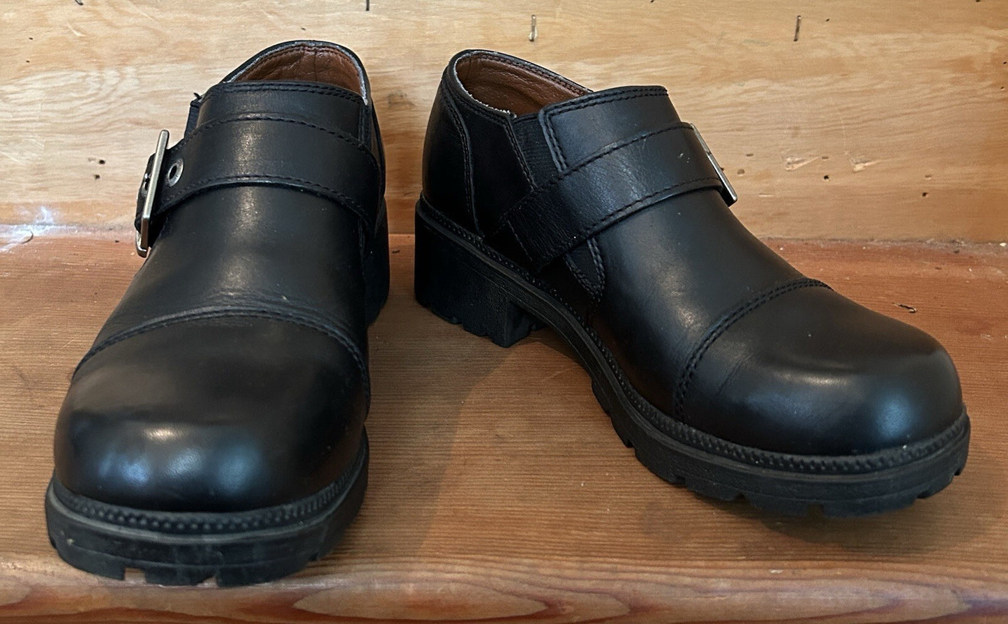 Harley-Davidson Sarah 83219 Womens 6.5 Black Leather Chunky Buckle Shoes
