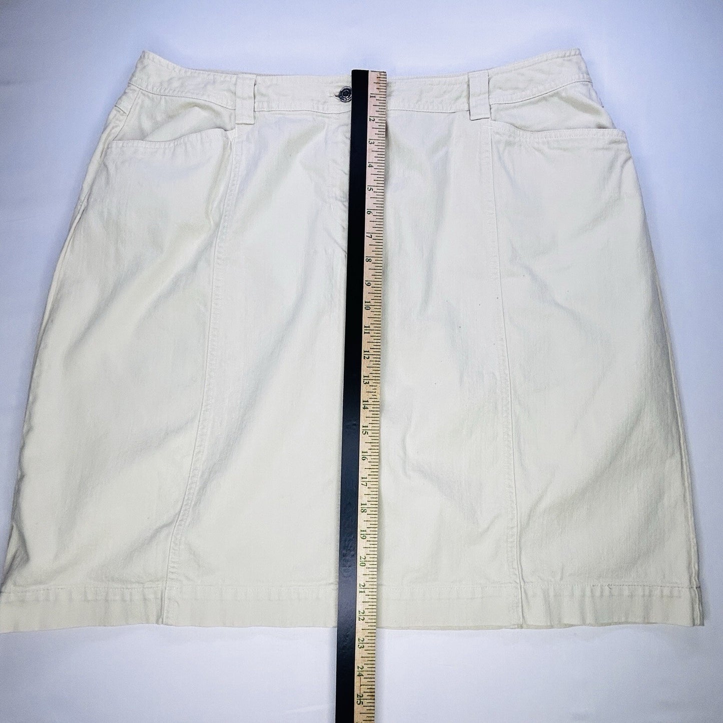 Talbots Woman Petites 18W Stretch Ivory A-Line Skirt Cotton Blend Knee Length