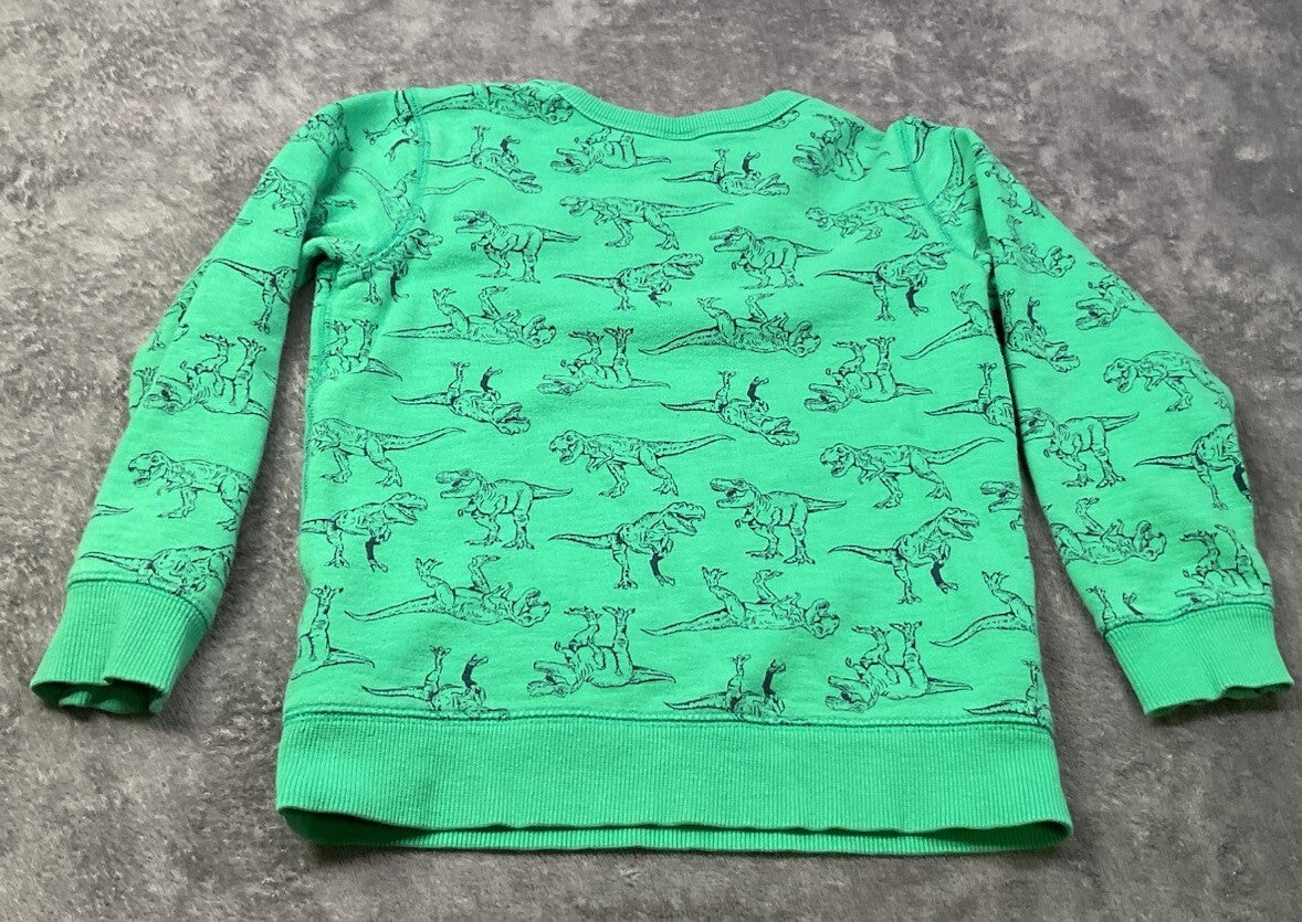 Carter's Boys T-Rex Dinosaur Sweatshirt Green Pullover Crewneck Size 8