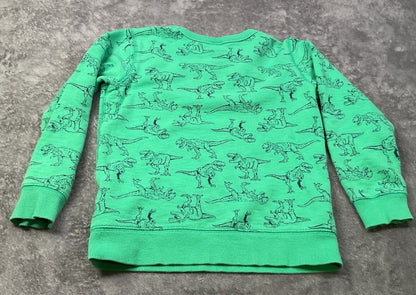 Carter's Boys T-Rex Dinosaur Sweatshirt Green Pullover Crewneck Size 8