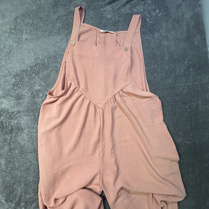 Haptics Wide Leg Bib Overalls Sleevless Jumpsuit Pink Lg