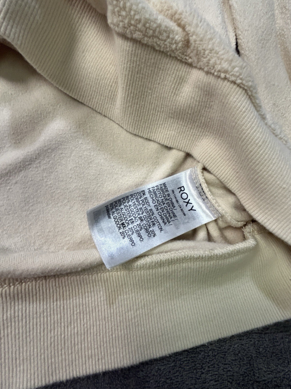 Roxy Quarter Zip Hoodie Women's Cream Medium