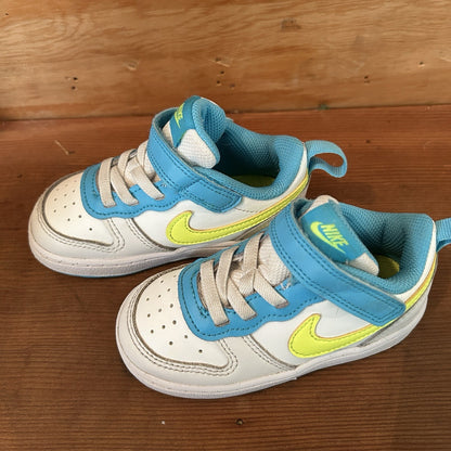 Nike Court Borough Low 2 Toddler 7C White Blue Volt Sneakers BQ5453-122