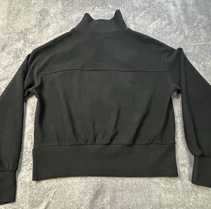 Caracilia Ribbed Quarter Zip Pullover Top Small Black