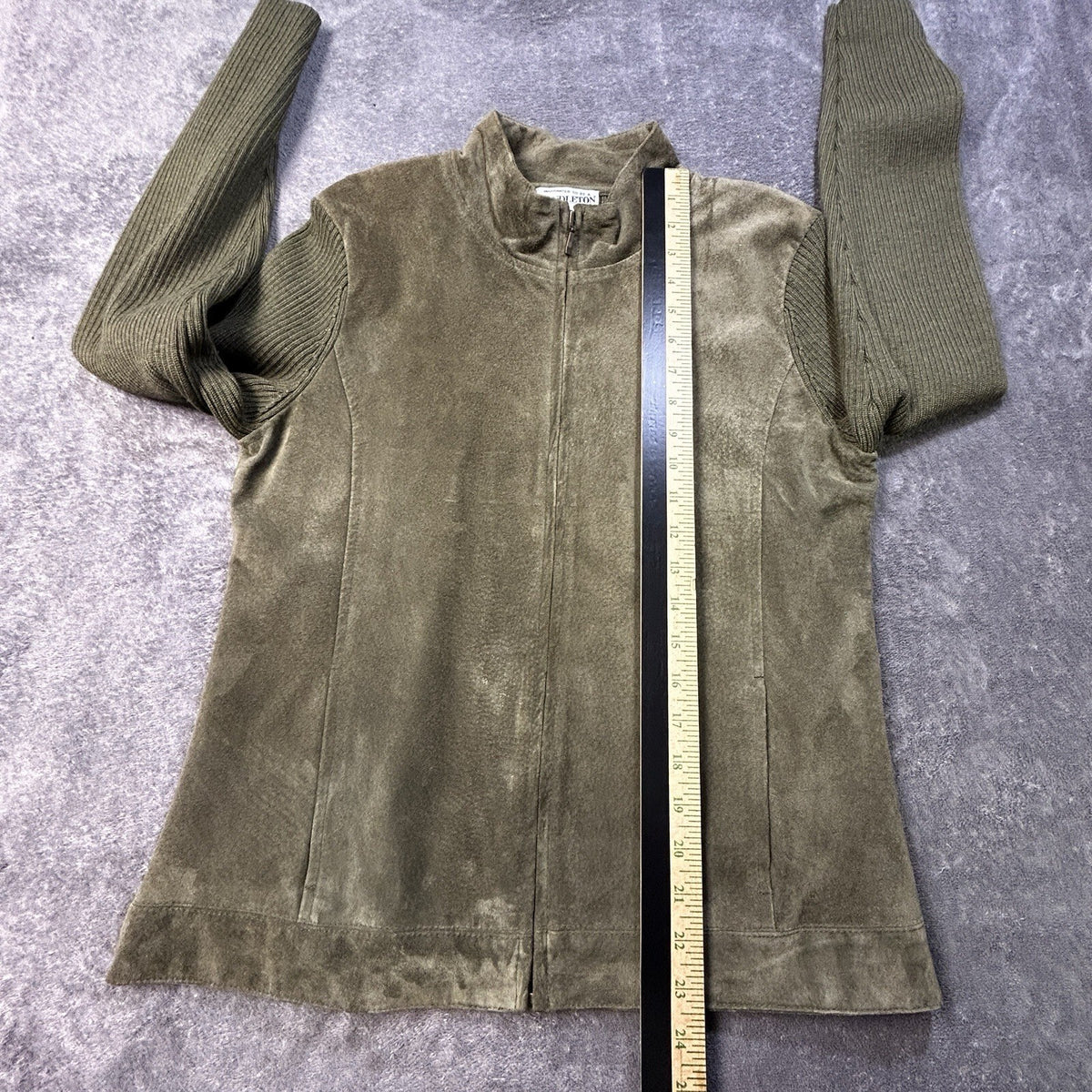 Pendleton Leather Merino Wool Zip Jacket Olive S