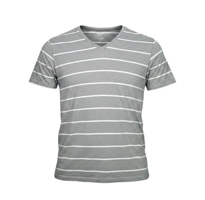 Old Navy Mens XXL Soft Washed V Neck T Shirt Gray White Stripe 100% Cotton