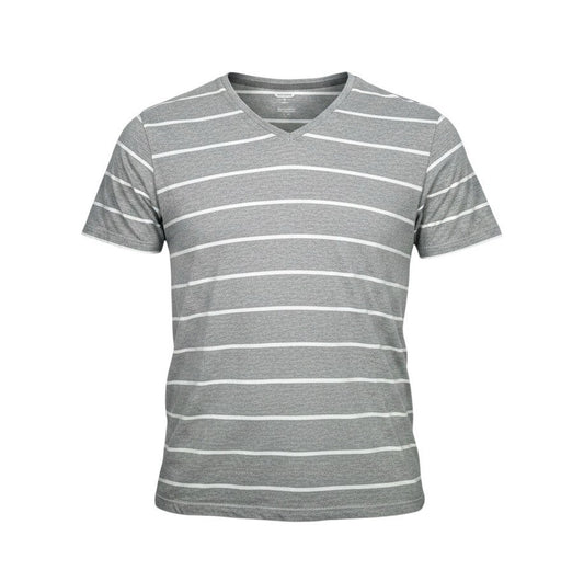 Old Navy Mens XXL Soft Washed V Neck T Shirt Gray White Stripe 100% Cotton