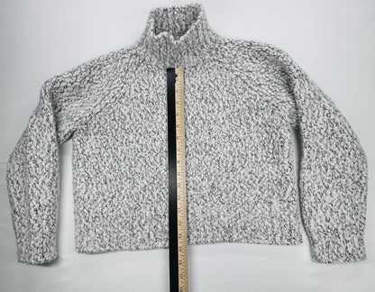 Vince Wool Cashmere Turtleneck Sweater M Chunky Knit Italian Yarn Ivory Gray