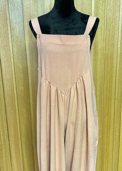 Haptics Wide Leg Bib Overalls Sleevless Jumpsuit Pink Lg