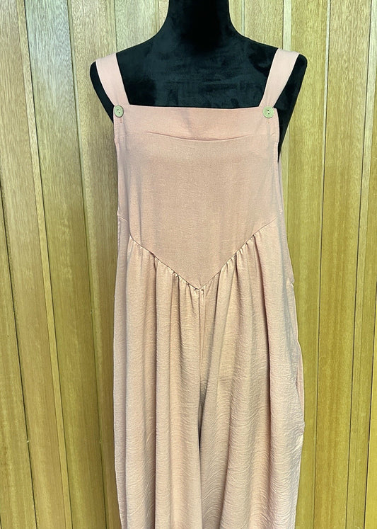 Haptics Wide Leg Bib Overalls Sleevless Jumpsuit Pink Lg