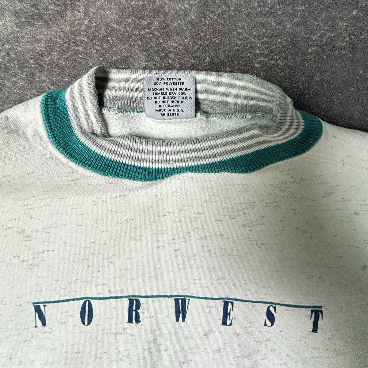 Vintage 90s LA LOVING Norwest Crewneck Sweatshirt Mens XL Teal Striped