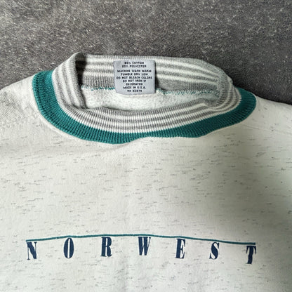Vintage 90s LA LOVING Norwest Crewneck Sweatshirt Mens XL Teal Striped