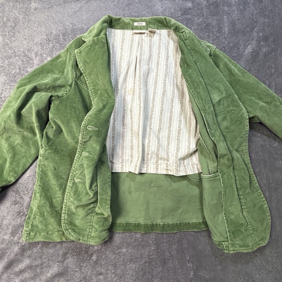 St Johns Bat Corduroy Blazer Jacket Green Lined Stretch 3XL