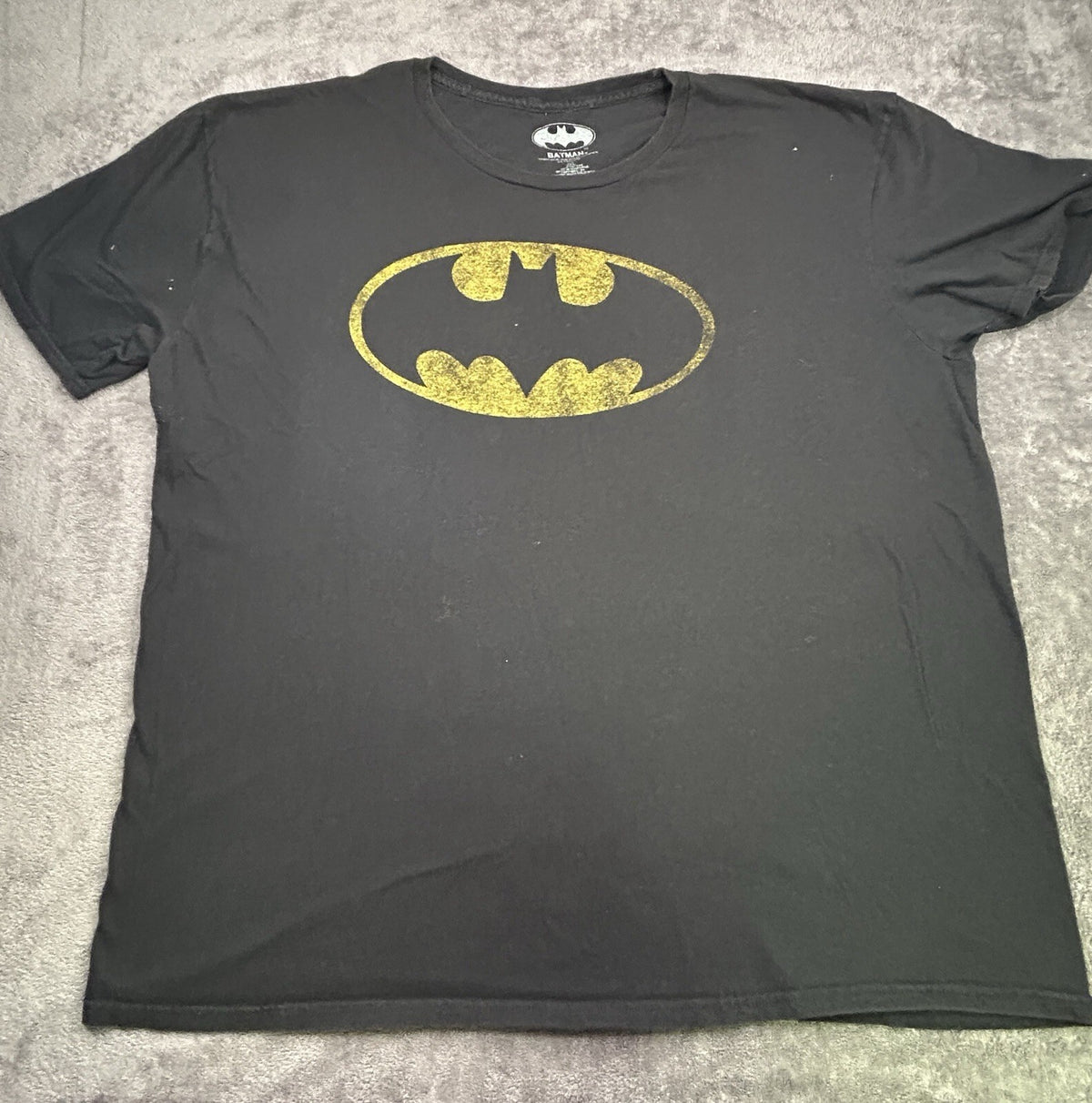Batman Mens XXL T Shirt Black Yellow Logo DC Comics Graphic Tee 2XL