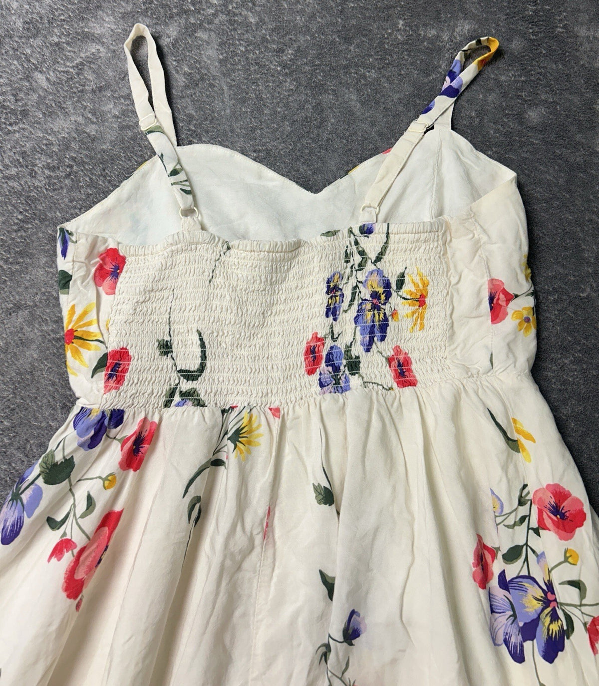 Old Navy Women’s Small Ivory Floral Cani Midi Dress Smocked Back Adjustable Stra