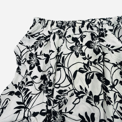 WD.NY Women's Black White Floral Maxi Skirt Size Large Rayon Pull On Boho