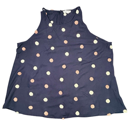 Blu Pepper Women’s Large Navy Textured Polka Dot Sleeveless Tank Top