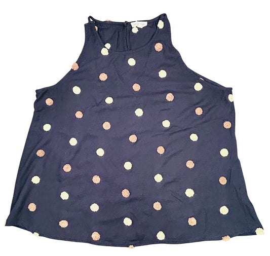 Blu Pepper Women’s Large Navy Textured Polka Dot Sleeveless Tank Top