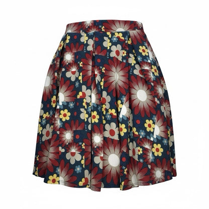 LuLaRoe Women's Large Floral Skirt Retro Red Blue Yellow Stretch A-Line Pull On