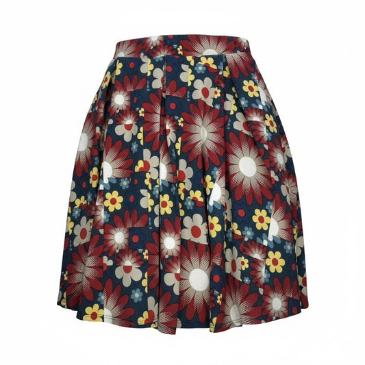 LuLaRoe Women's Large Floral Skirt Retro Red Blue Yellow Stretch A-Line Pull On