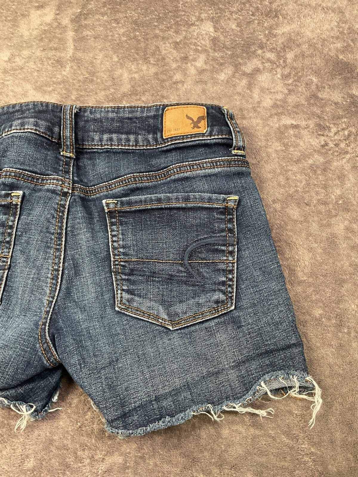 American Eagle Outfitters Girls Shortie Denim Shorts Size 00 Super Stretchy Dark