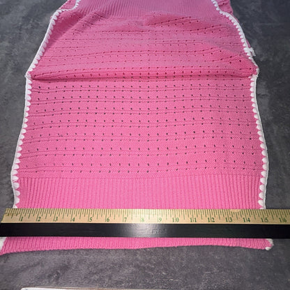 So Me Reece Pink Pointelle Knit Midi Dress Women’s L Sleeveless Contrast Trim
