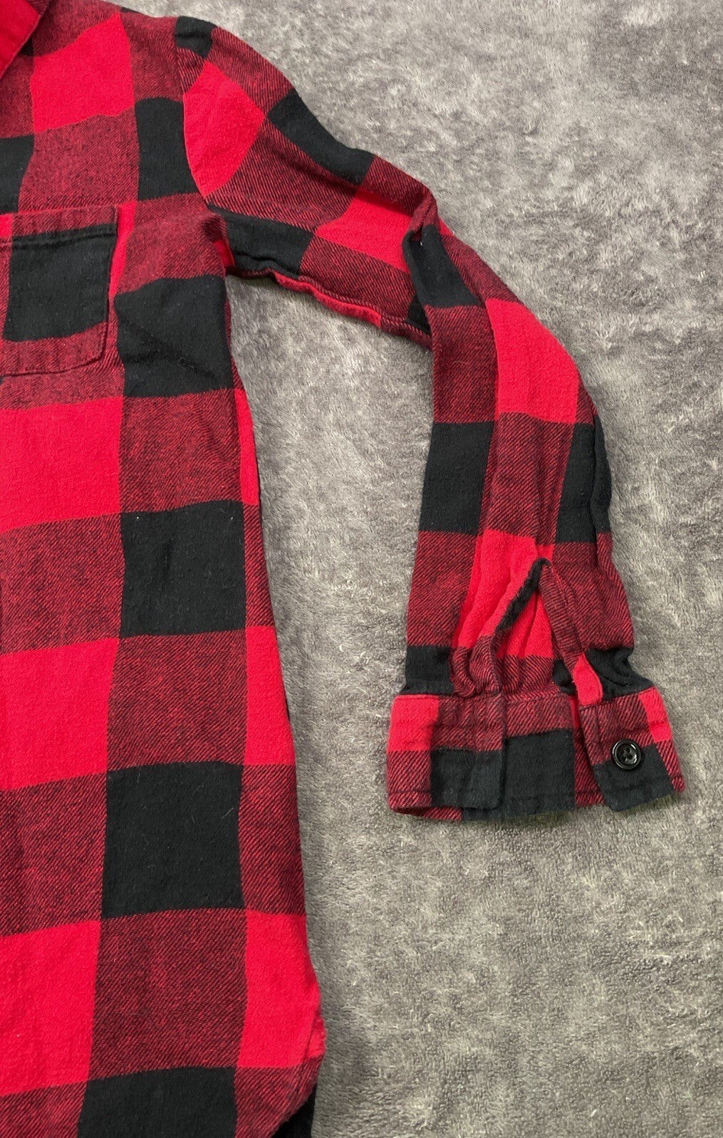 Xhilaration Girls Buffalo Plaid Shirt Dress Red Black Button Front Size M 7-8
