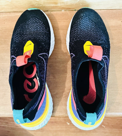 Nike React Phantom Run Flyknit Women's Size 7.5 Black Multi Color Slip On Shoes