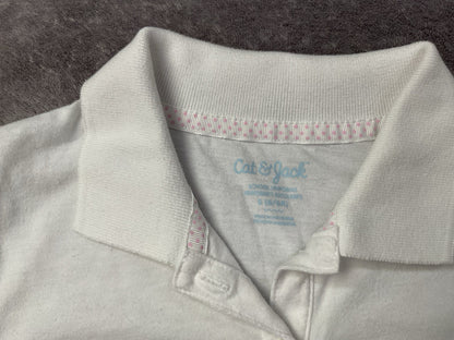 Cat & Jack Girls White Polo Shirt Short Sleeve Uniform Top Size 6