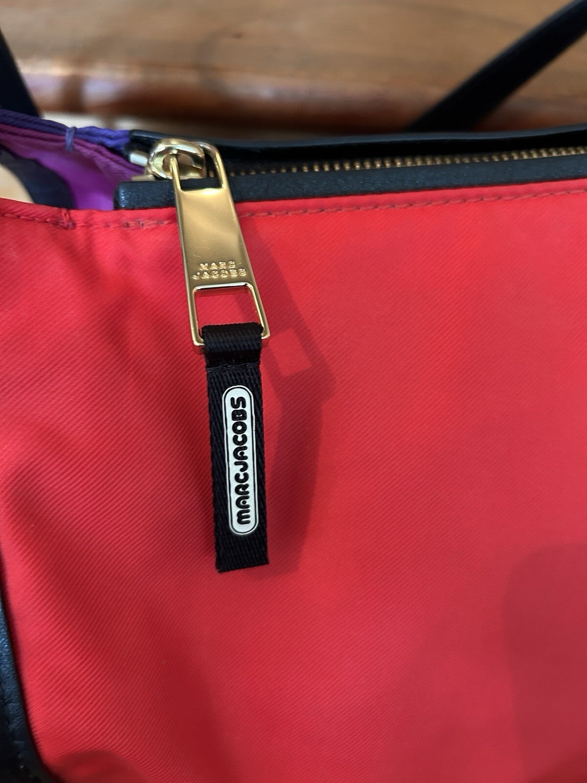 Marc Jacobs Sport Tote Bag Nylon Leather Colorblock Red Purple Pink Black