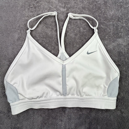 Nike Women’s Sports Bra Size Small White Gray Adjustable Strap Racerback