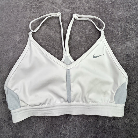 Nike Women’s Sports Bra Size Small White Gray Adjustable Strap Racerback
