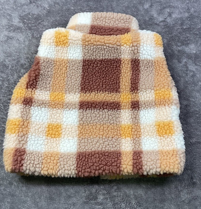 Disney Baby Winnie the Pooh Sherpa Plaid Zip Vest Newborn NB Teddy Fleece Jacket