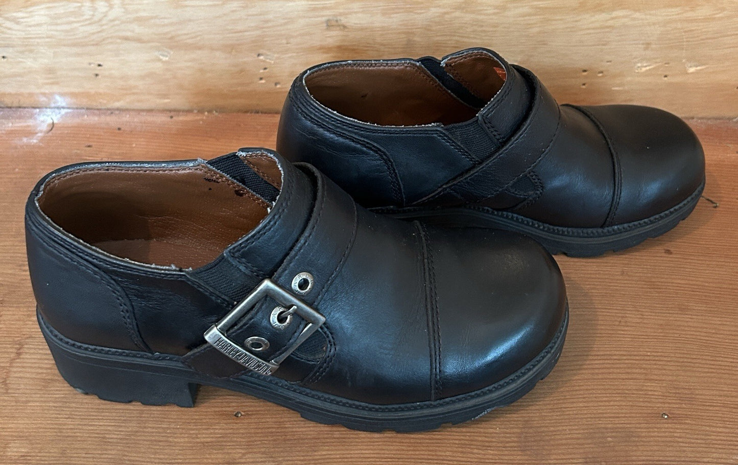 Harley-Davidson Sarah 83219 Womens 6.5 Black Leather Chunky Buckle Shoes