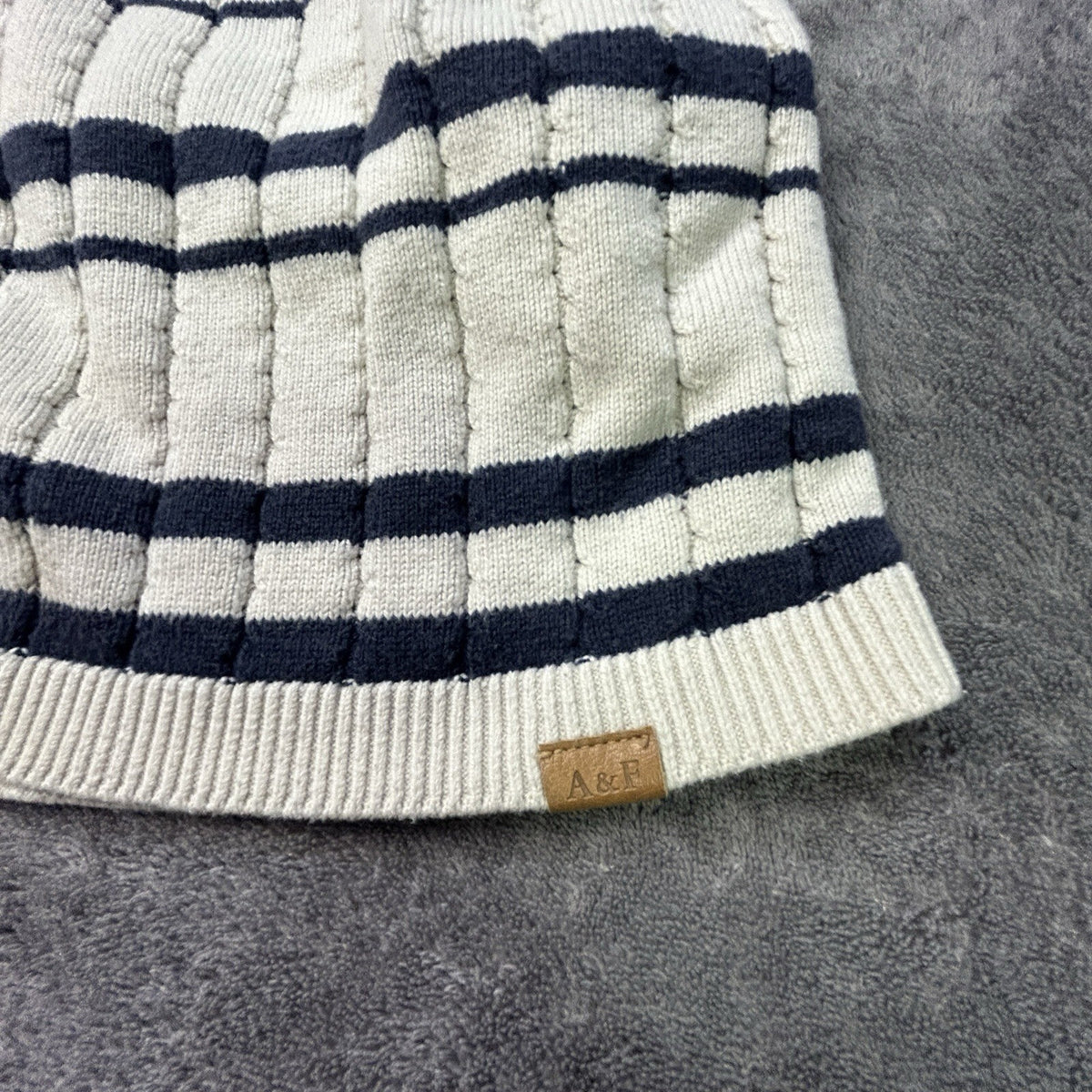 Abercrombie Kids Short Sleeve Striped Knit Polo Cream 13/14