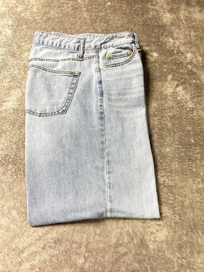OAT New York Cloud Luxe Jeans Womens 12/31 High Rise Wide Leg Light Wash Denim