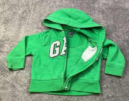 Baby Gap Green Full Zip Hoodie Sweatshirt Hooded Jacket 6-12 Months Unisex