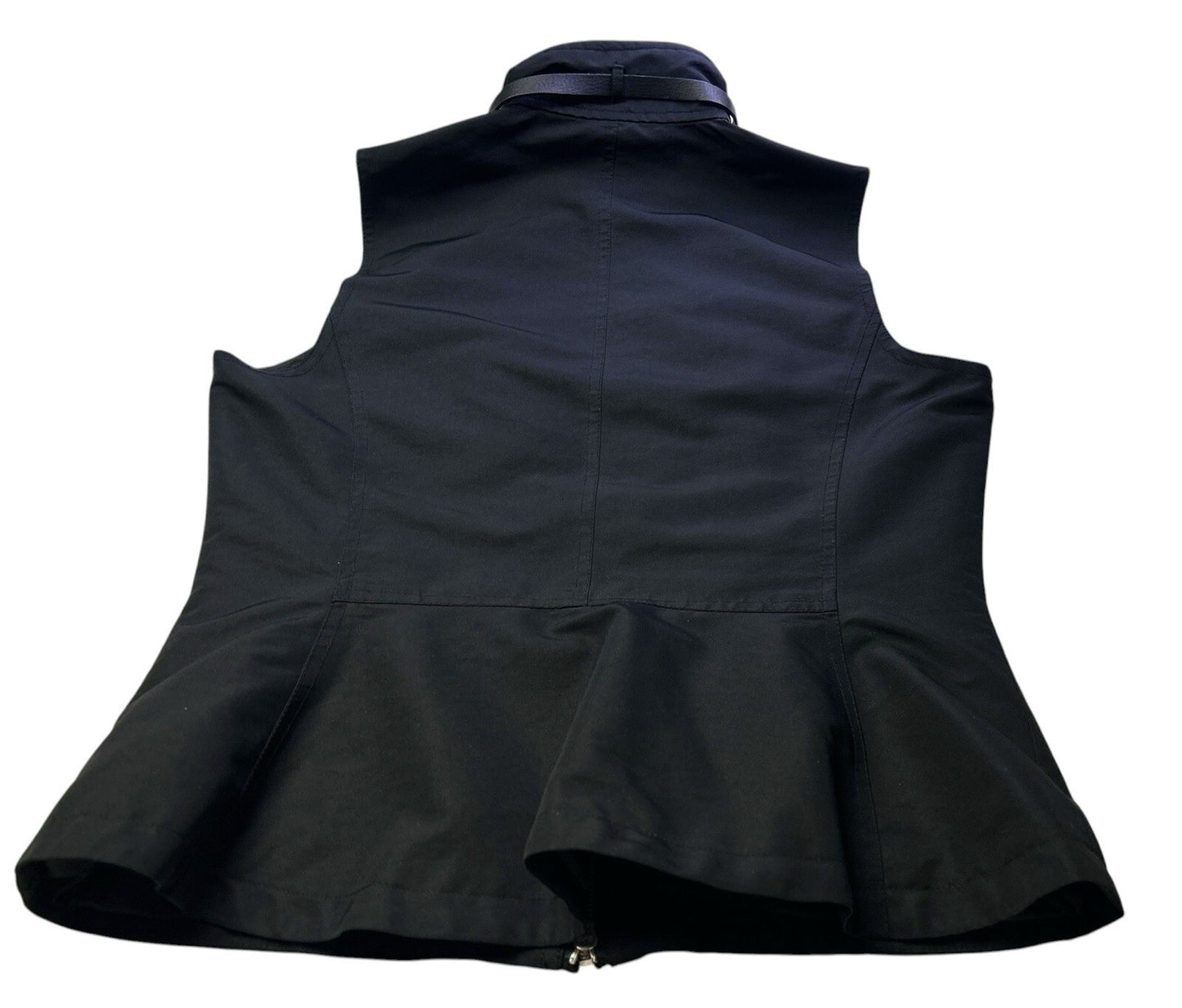 Lauren Ralph Lauren Utility Vest Womens Medium Black Zip Front Belted Collar