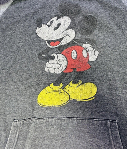 Disney Mickey Mouse Hoodie Sweatshirt Gray Pullover Graphic Adult Small
