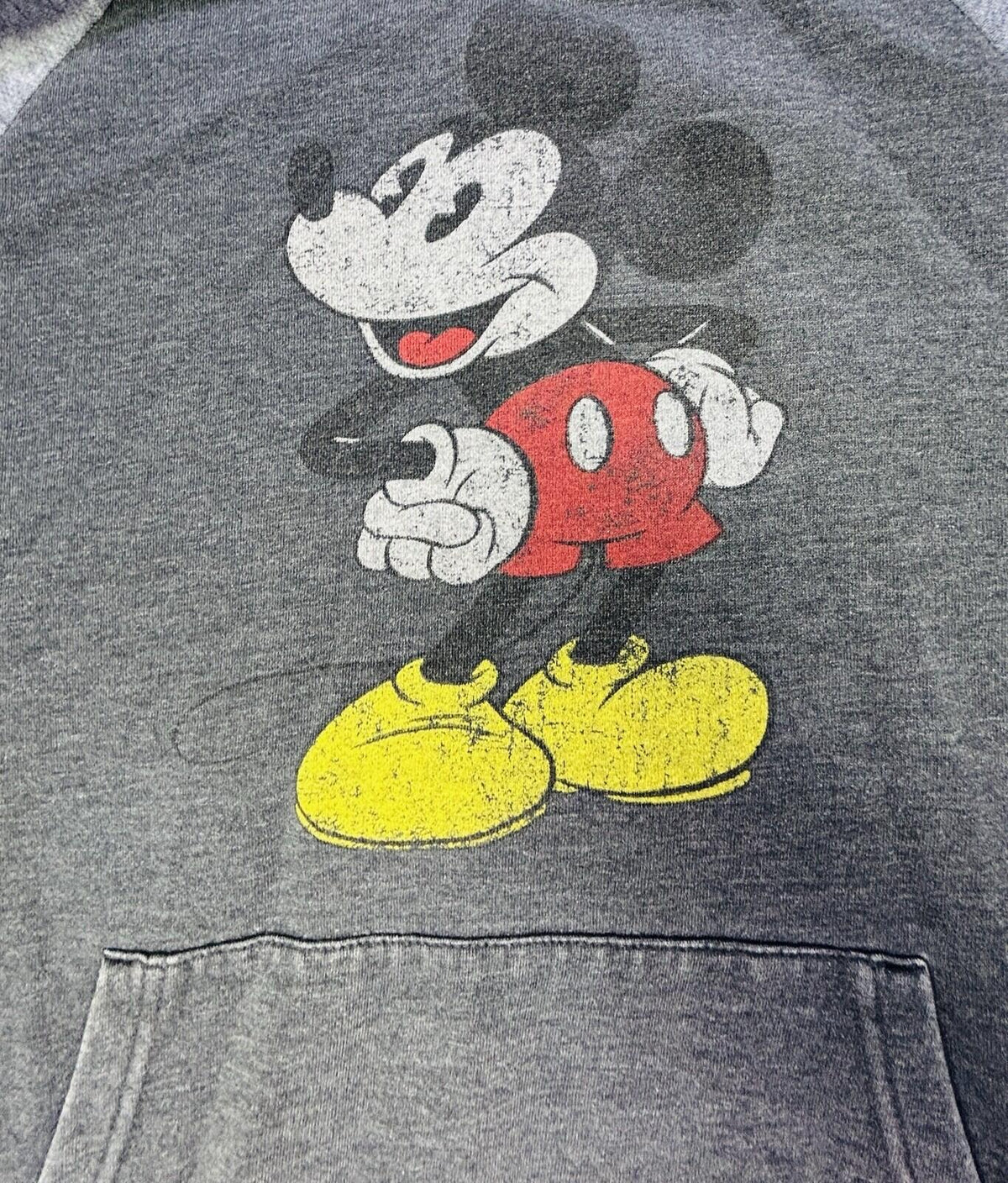 Disney Mickey Mouse Hoodie Sweatshirt Gray Pullover Graphic Adult Small S
