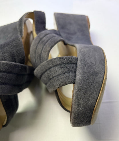 J.Crew Navy Suede Platform Sandals Women's Buckle Slingback Size 9
