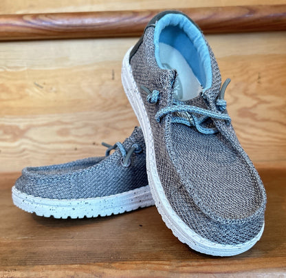 Hey Dude Wally Youth Sox Sharkskin Gray Slip On Shoes Kids Size C11 Lightweight