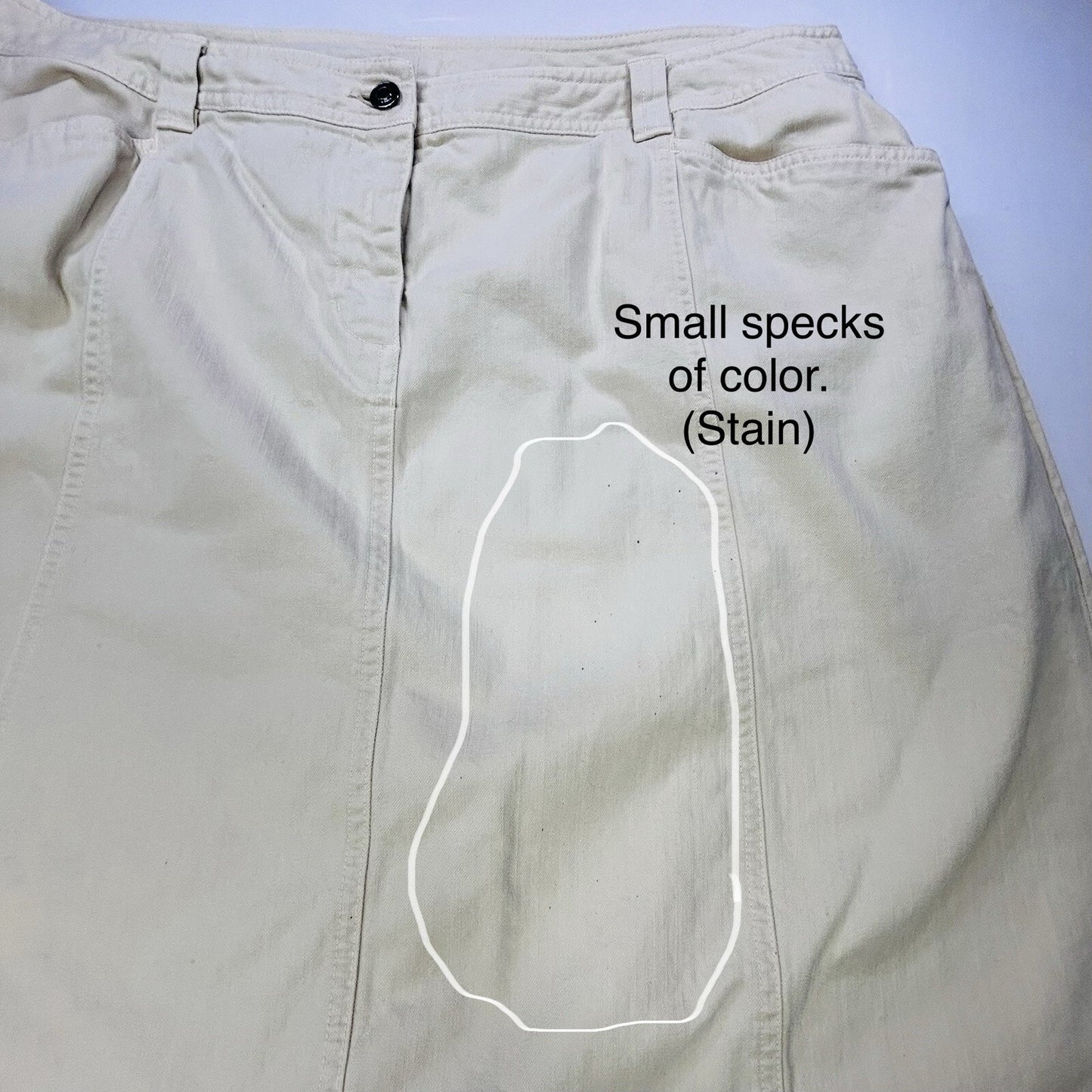 Talbots Woman Petites 18W Stretch Ivory A-Line Skirt Cotton Blend Knee Length