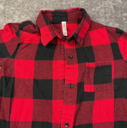 Xhilaration Girls Buffalo Plaid Shirt Dress Red Black Button Front Size M 7-8